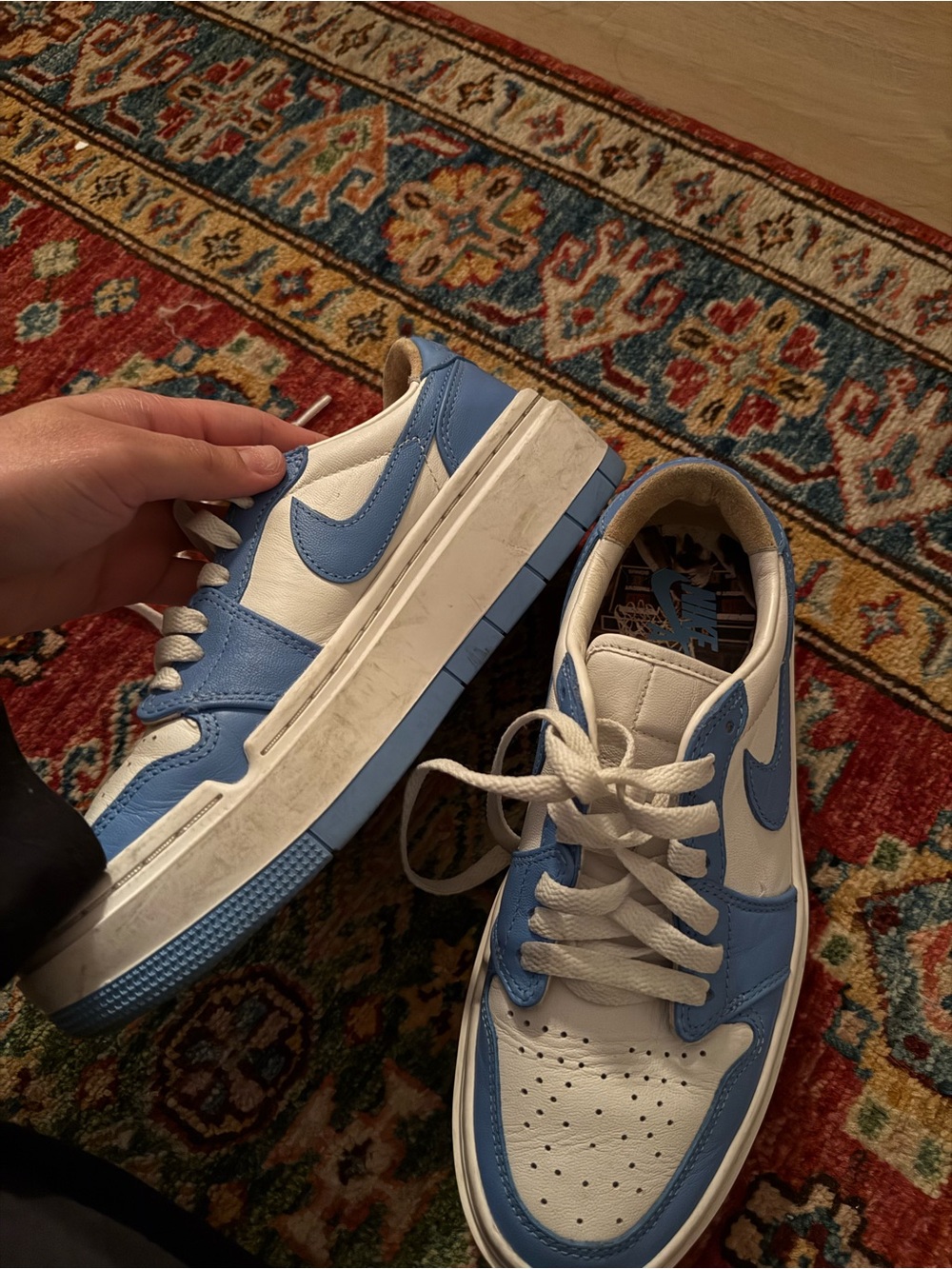 Jordan White Sneakers with Light Blue Accents